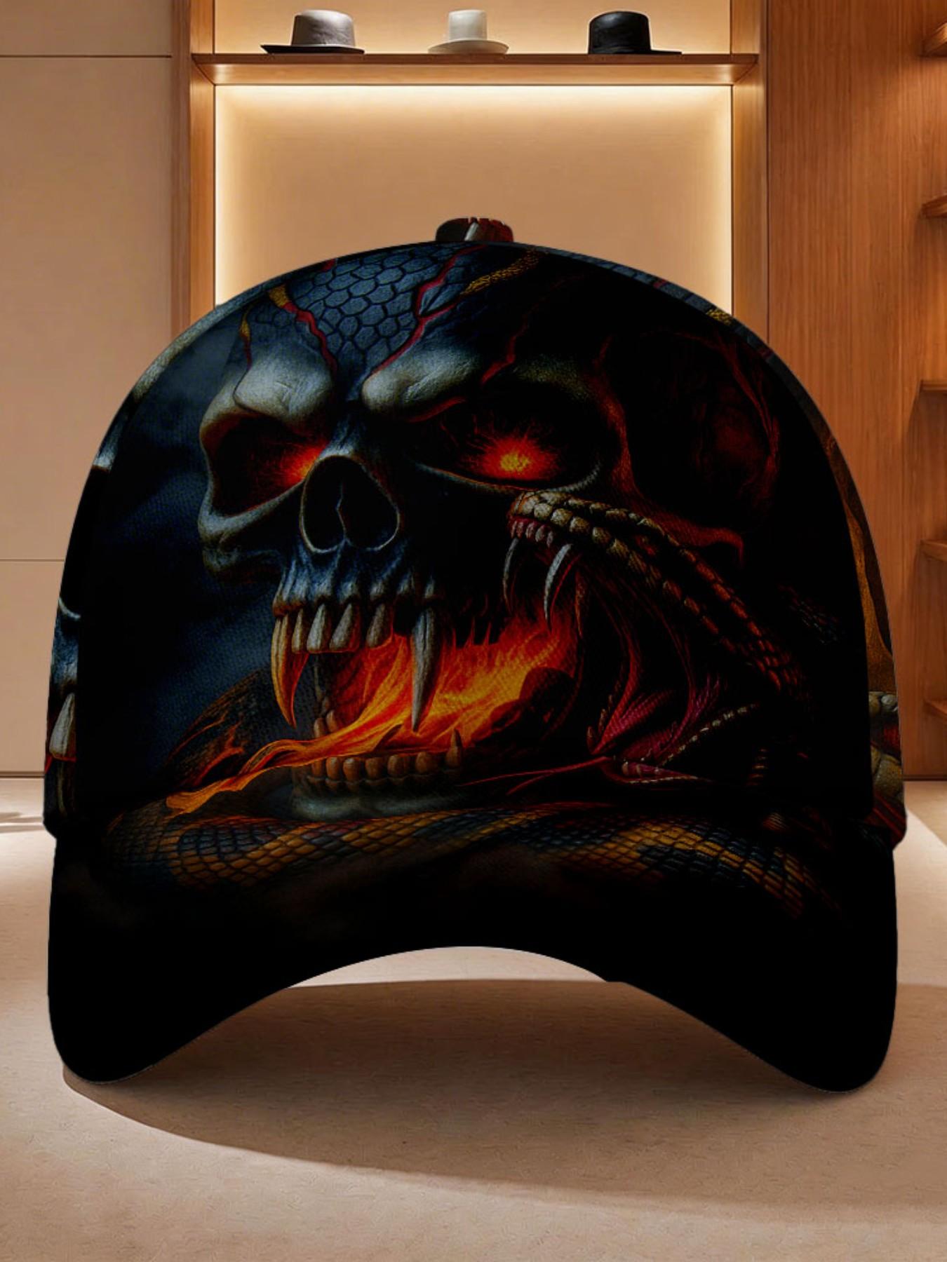Flame Skull Baseball Cap, Bold Fashion Statement for Casual Daily Wear, Comfortable and Stylish Hat, Street Style All Seasons