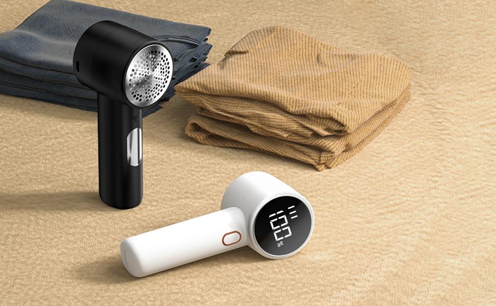 [Frsara] 2026 Edition Lint Remover Free 6 Spare Blades Cordless Fabric Shaver Rechargeable Portable Sweater Defuzzewith 3 Speeds Digital LED Display for Clothes Furniture Sweater Couch Blanket