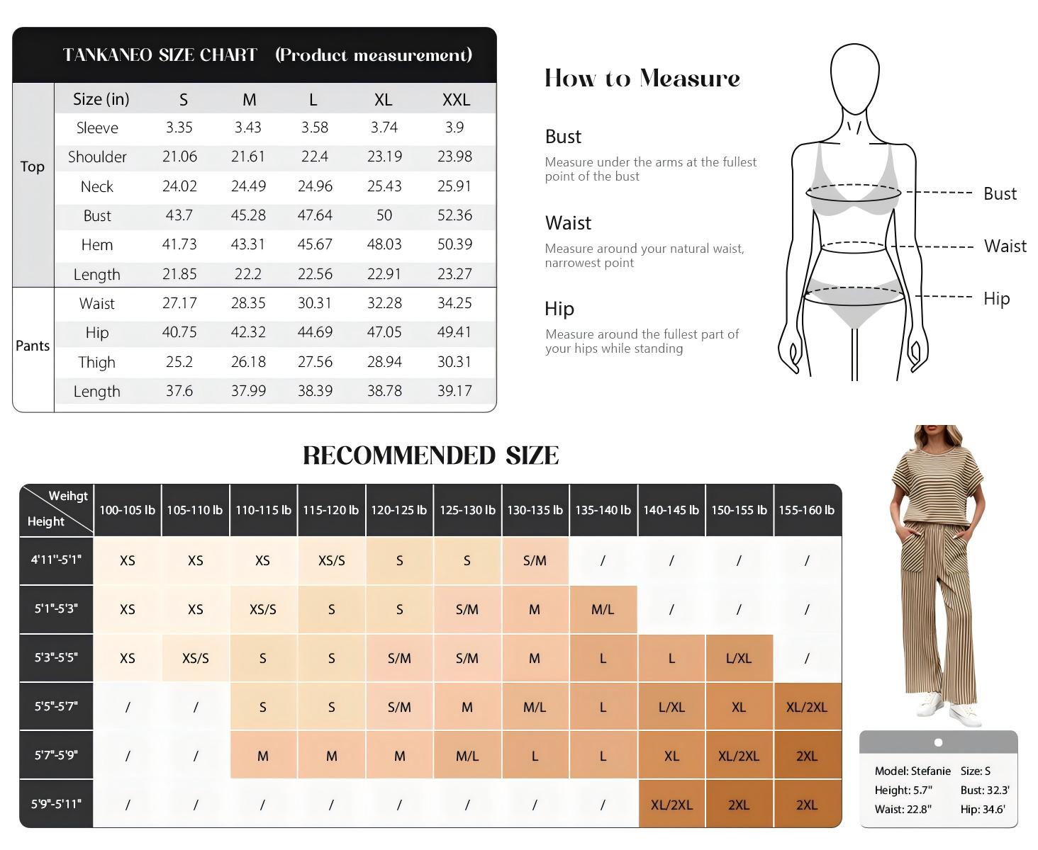 Tankaneo Womens Striped 2 Piece Sets Short Sleeve T Shirts Wide Leg Pants Matching Lounge Set with Pockets