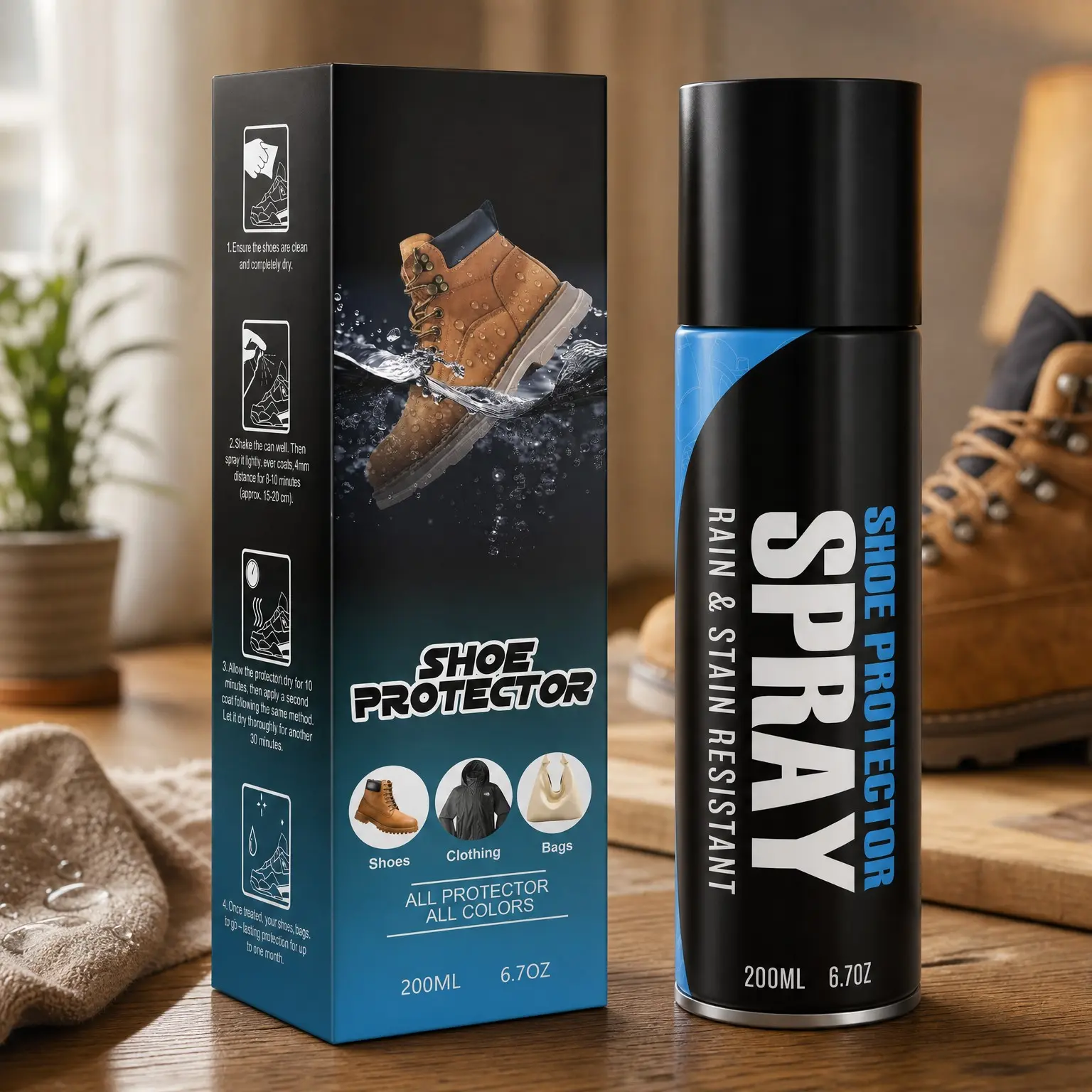 Shoe Protector Spray, Waterproof Nano Protection for Rain & Stain – Suitable for Suede, Sneaker, Nubuck, Leather & Canvas, 6.7 Oz(Gift)