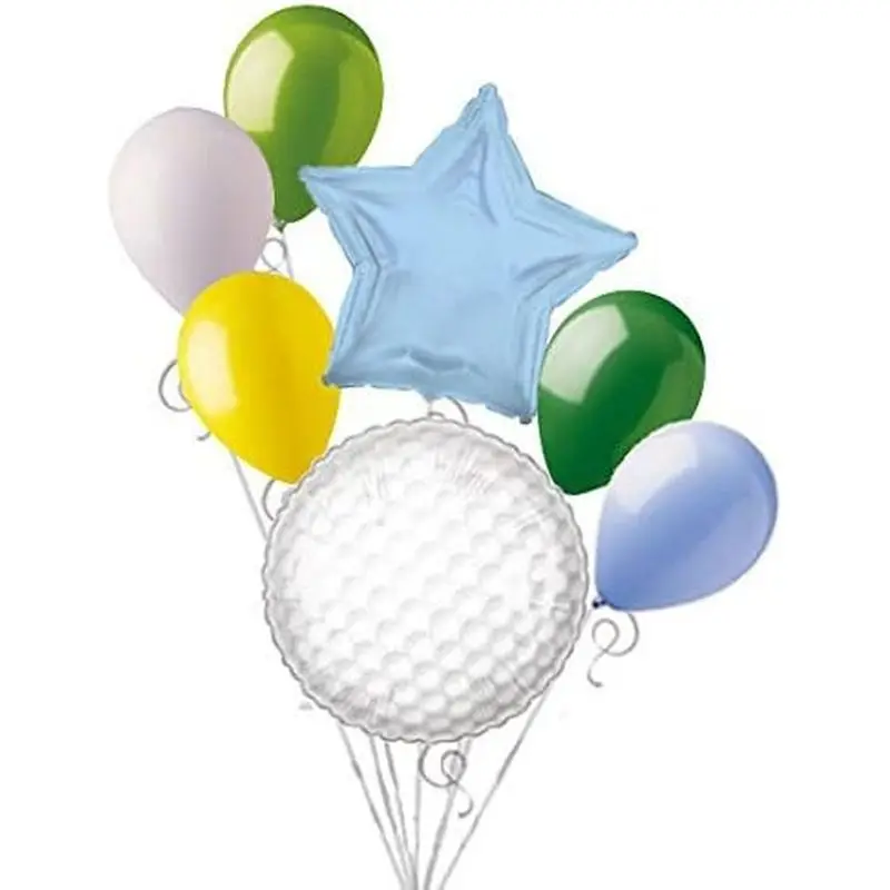 7 pc Golf Ball Balloon Bouquet Party Decoration Happy Birthday Father Baby Green