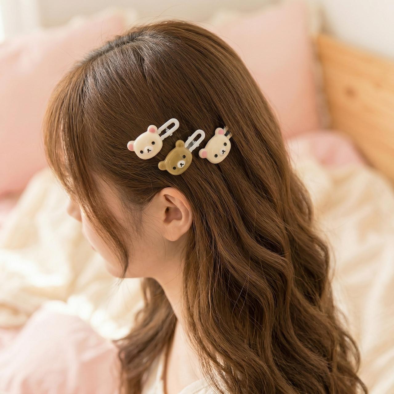 4pcs Cute Bear Hair Clips, Korean Style Girl Fashion, Metal Spring Clip, Daily Versatile Hair Accessories, Trendy and Stylish