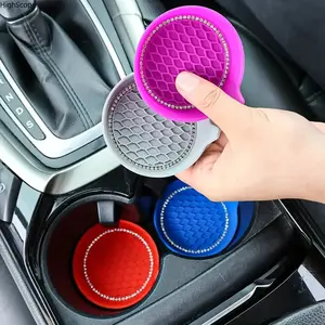 2 Pack Bling Rhinestone Car Cup Coasters, Non-Slip Rubber Cup Mats, Stylish Auto Interior Accessories for Universal Use