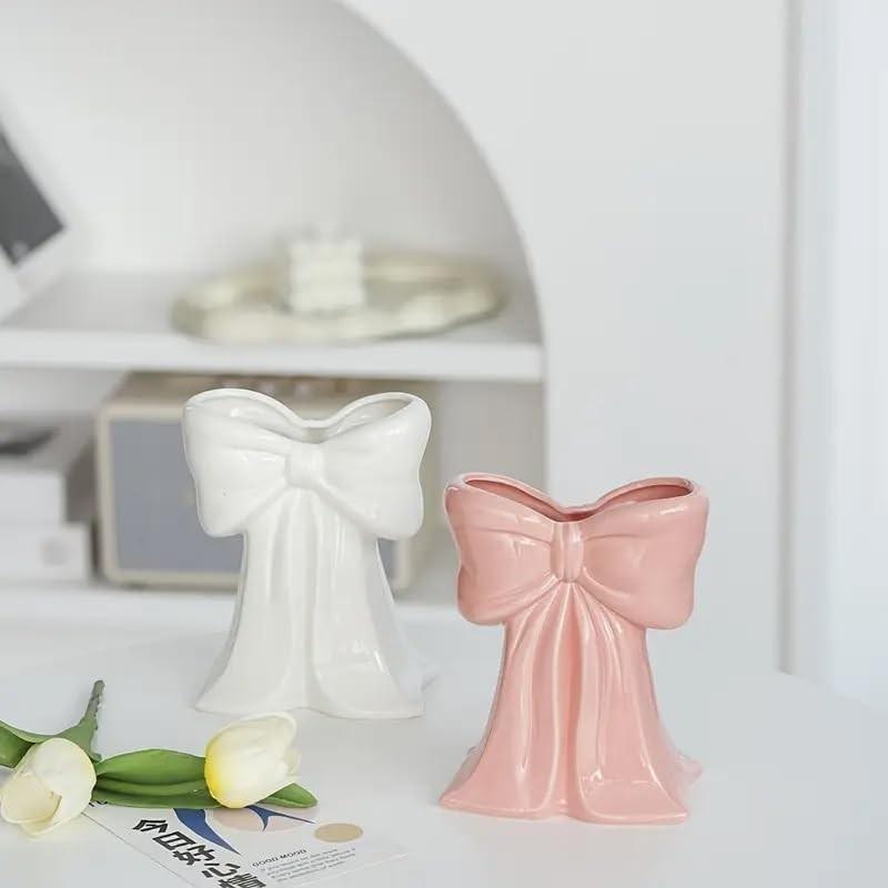 Bow Shape Makeup Storage Box, Cosmetic Tool Organizer, Desktop Decorative Vase, Living Room TV Cabinet Bow Decoration, Beauty Organizer, Beauty Supplies Organizer