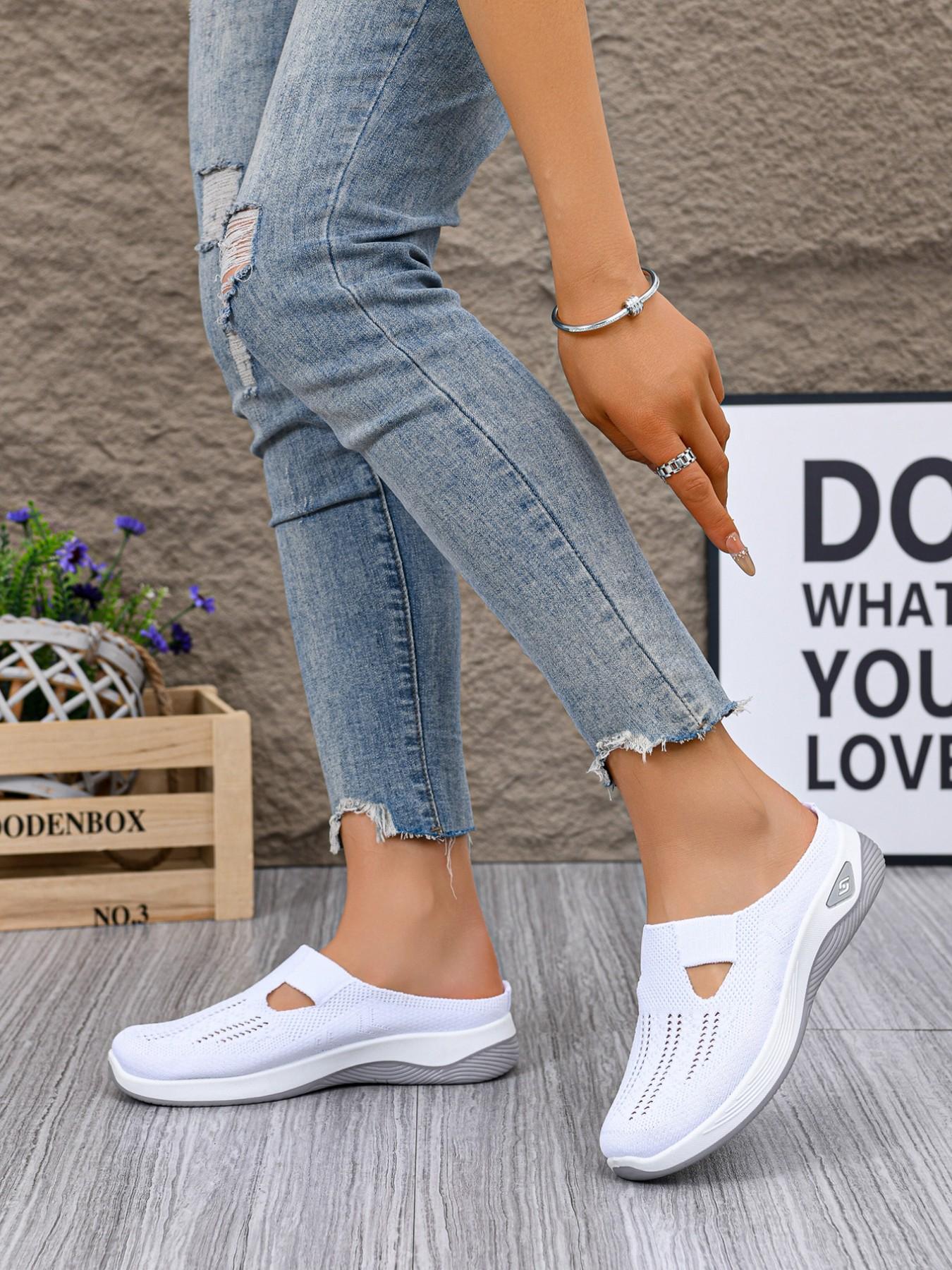 New Women's Casual Sandals, Comfortable Fashion Slip-Ons, Lightweight Soft Sole Mesh Shoes, Outdoor Commute Half-Sandals
