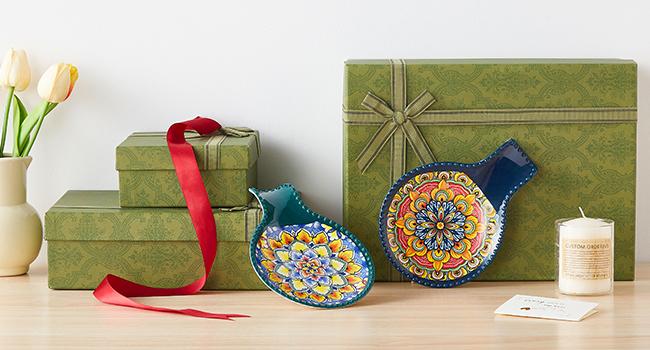 vancasso Ceramic Spoon Rest Sets of 2/4 for Stove Top, 7.7 Inch Cooking Spoon Holder for Kitchen Counter Decor, Spoon Holder for Coffee Spoon Rest, Spoon Cradle, Spatula, Spoons or Tongs Dinnerware Kitchenware