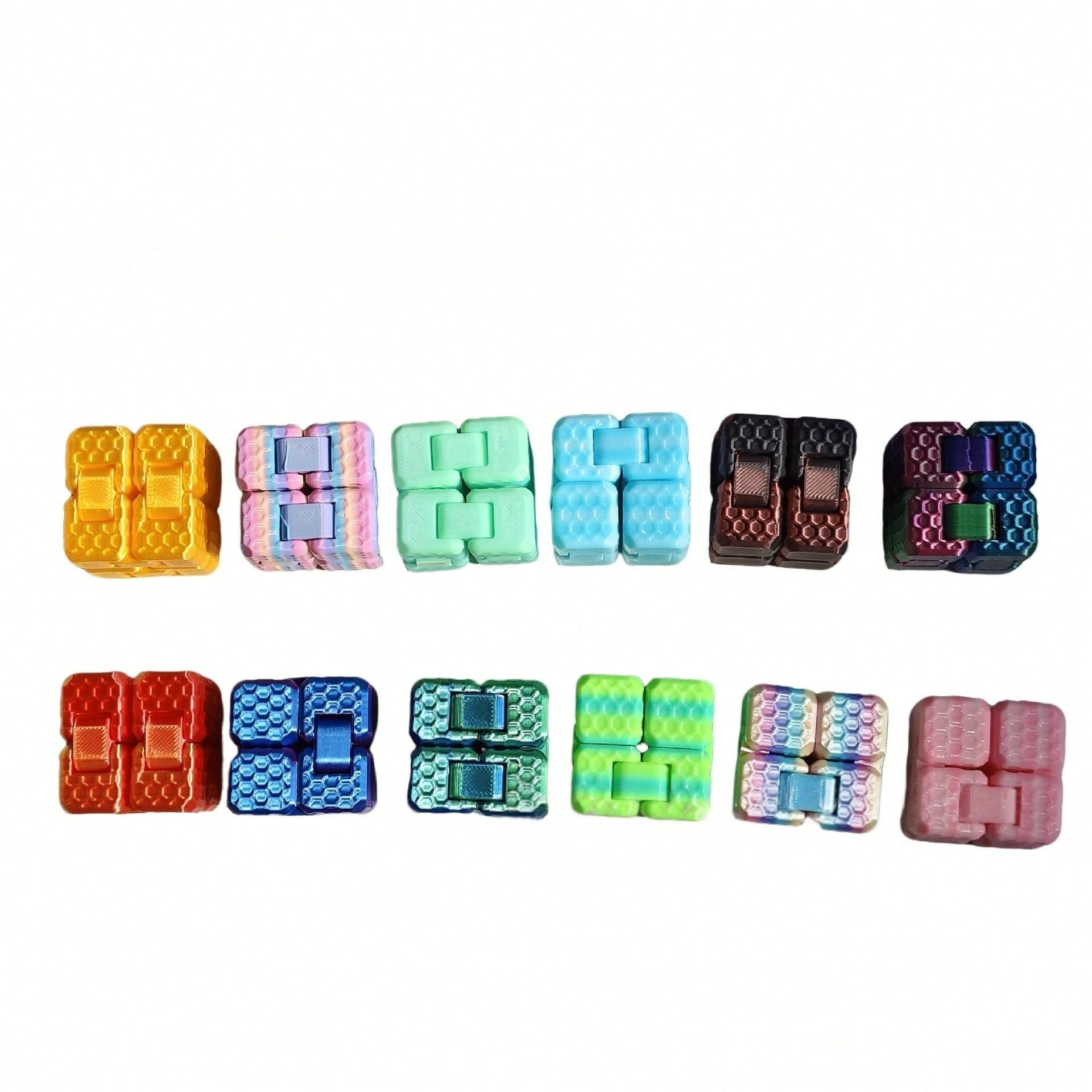Gradual Color 3D Printed Square Infinite Magic Cube Stress Relief Toy, Creative Educational Gift for Students Adults, Random Color