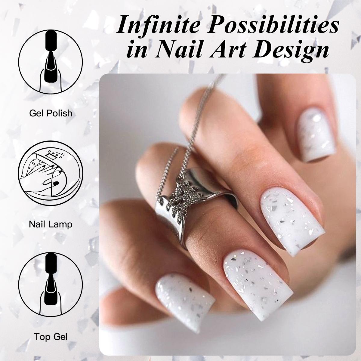 FOUR LILY 10ml Silvery Golden Glitter Rubber Base Gel, 2-IN-1 Gel Nail Polish, Alcohol-Free, Longlasting Durable, Glitter Sequins Soak Off UV Gel Nail Art Varnish for Home Salon DIY Manicures, Perfect for Beginners, Great for Women
