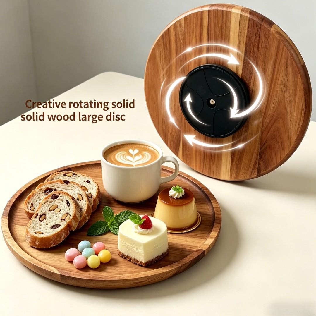 Creative Wooden Round Lazy Susan, 360° Rotating Tray for Kitchen, Bathroom, Dining Room, Easy to Clean, Ideal Mother's Day Gift