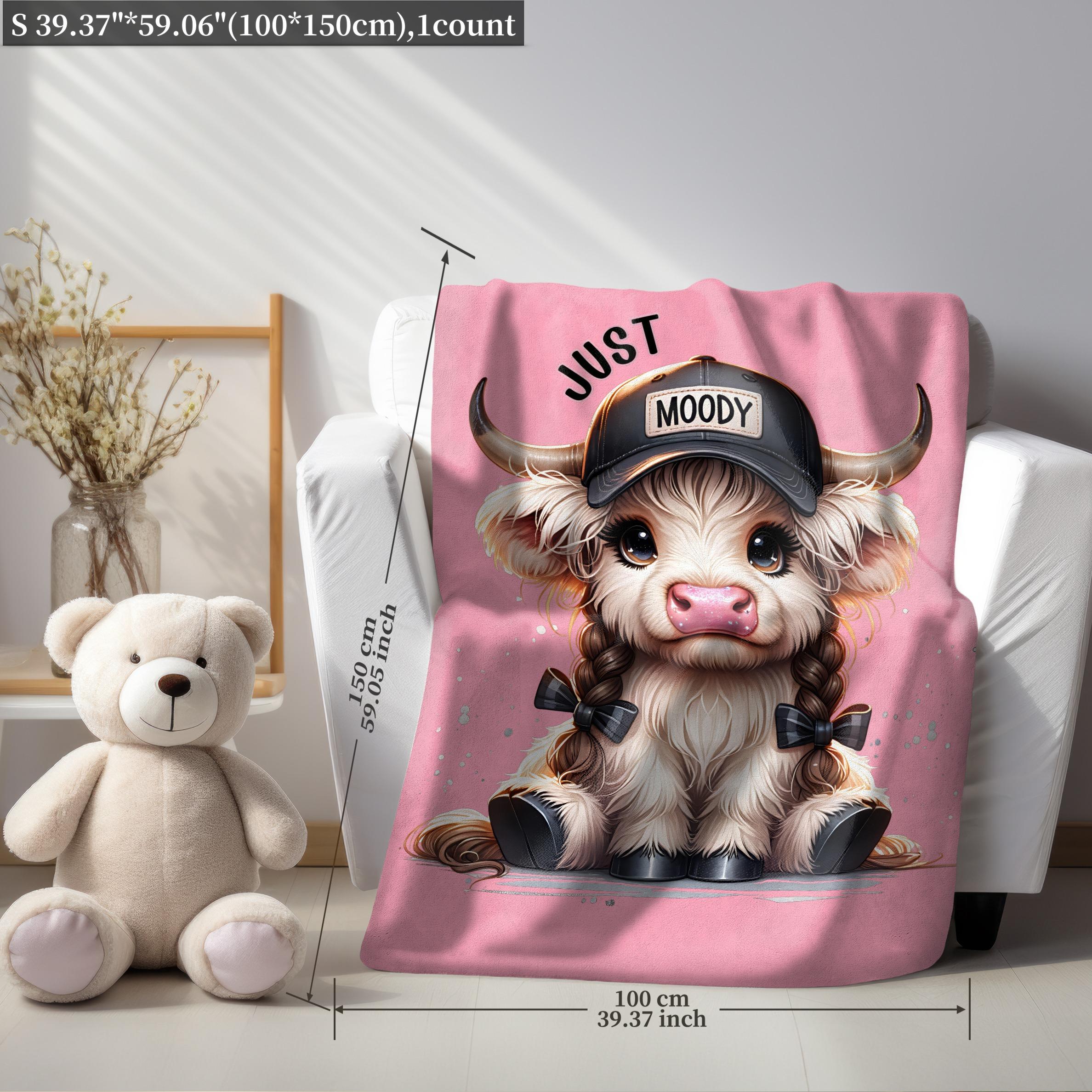 Cartoon Cow Pattern Blanket, 1/2 Counts Soft Comfortable Throw Blanket, Air-conditioned Room Blanket, Warm Nap Blanket For Home & Office