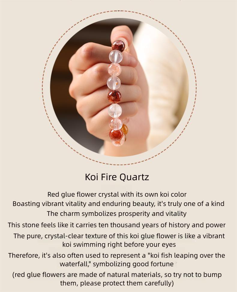 [Vast Fortune] crystal bracelet, flower agate, unisex, daily wear gift, 10mm beads natural stone, great success peace inner calm symbol