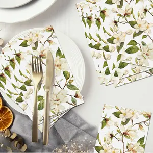 Wooden Flower Long Paper Towels for Parties, Festival Tableware, Disposable Paper Towels, 20 Sheets Per Pack, 11x20cm