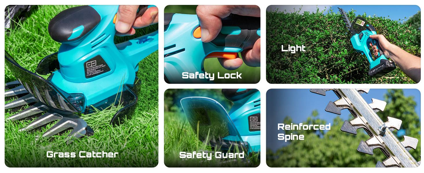 2-in-1 Brushless Hedge Trimmers, SEESII Cordless Grass Shears with Dual 2.0 Ah Batteries, 6" Electric Bush Shrub Trimmer with Dual Action Blade, Handheld Grass Cutter for Yard Garden, Lawn Pruning HT100 #TikTokShopBlackFriday