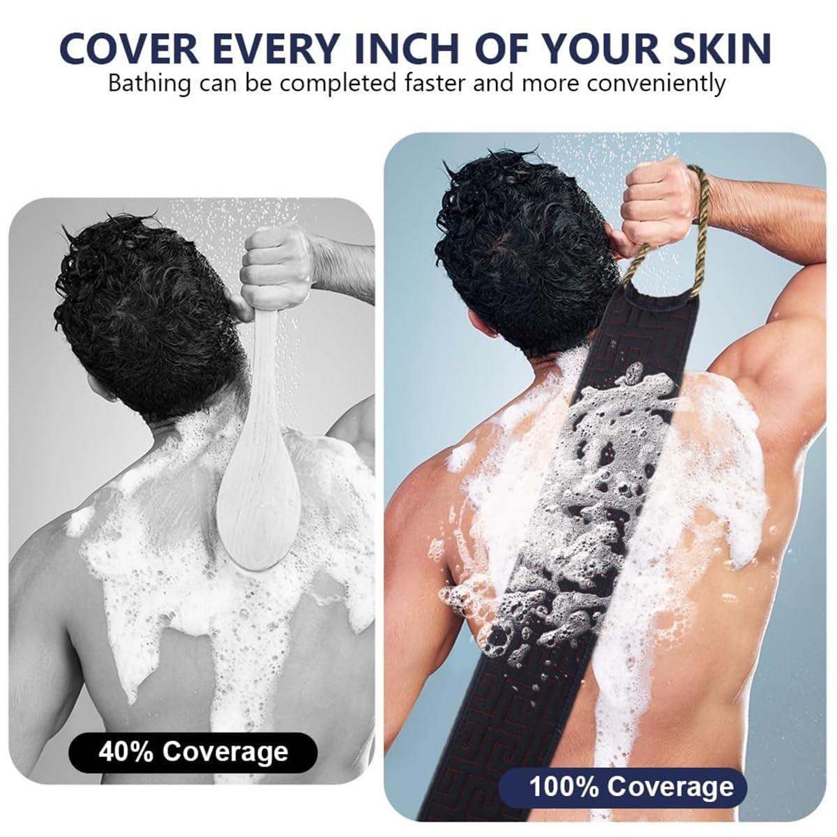 Shower Exfoliating Back Brush, 34 Inch (86.3 Cm) Back Cleaning Brush with Handle, Dual-Sided Body Exfoliation Tool, Suitable for Men and Women