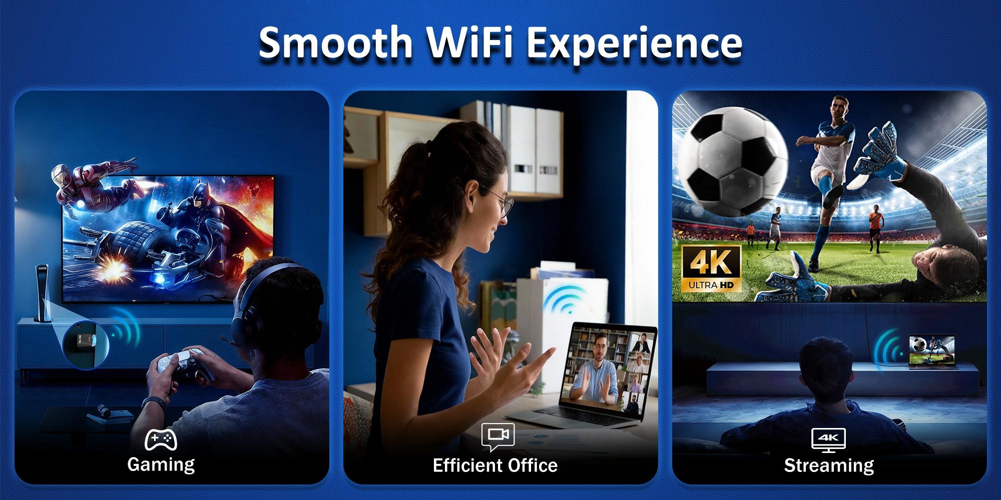 USB WiFi 6 Adapter - Dual Band 5G/2.4G Wireless Dongle, WPA-PSK/WPA2-PSK/WPA3 Security, Plug-and-Play for Windows 11/10/8.1/8/7 High-Speed Network Card