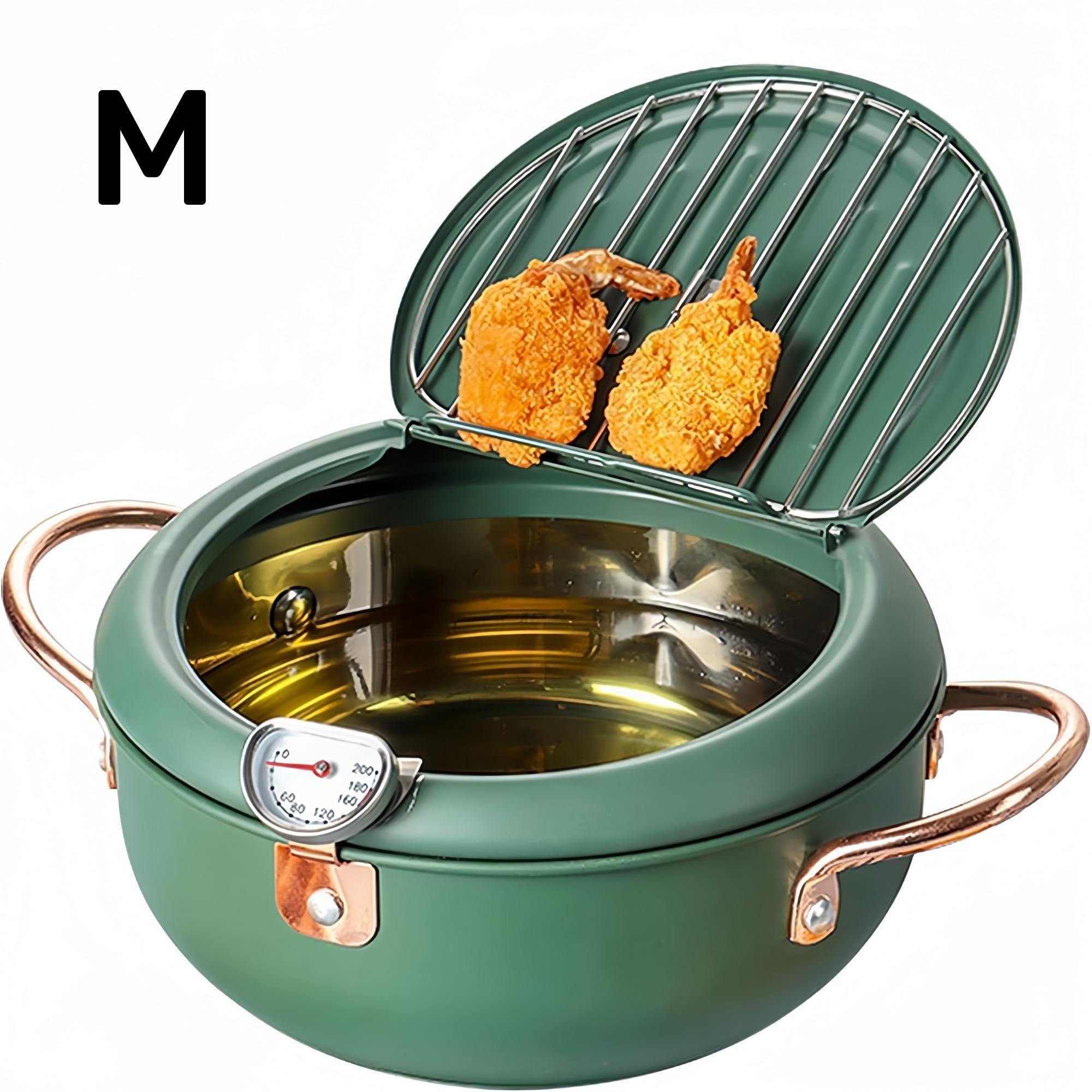 Stainless Steel Deep Frying Pan with Lid, 1 Count Non-stick Deep Fryer with Oil Drip Filter Rack for Fried Chicken