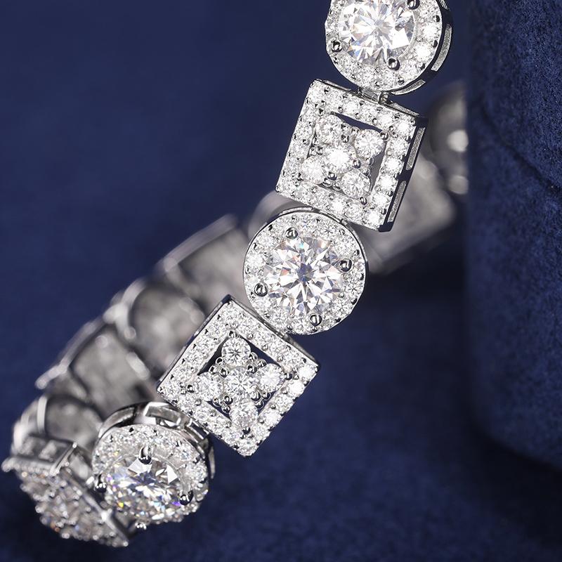 【#BS9250108】8mm 18K Gold-Plated Bracelet with Lab-Grown Moissanite Sparkling Chain Bracelet 100% 925 Sterling Silver