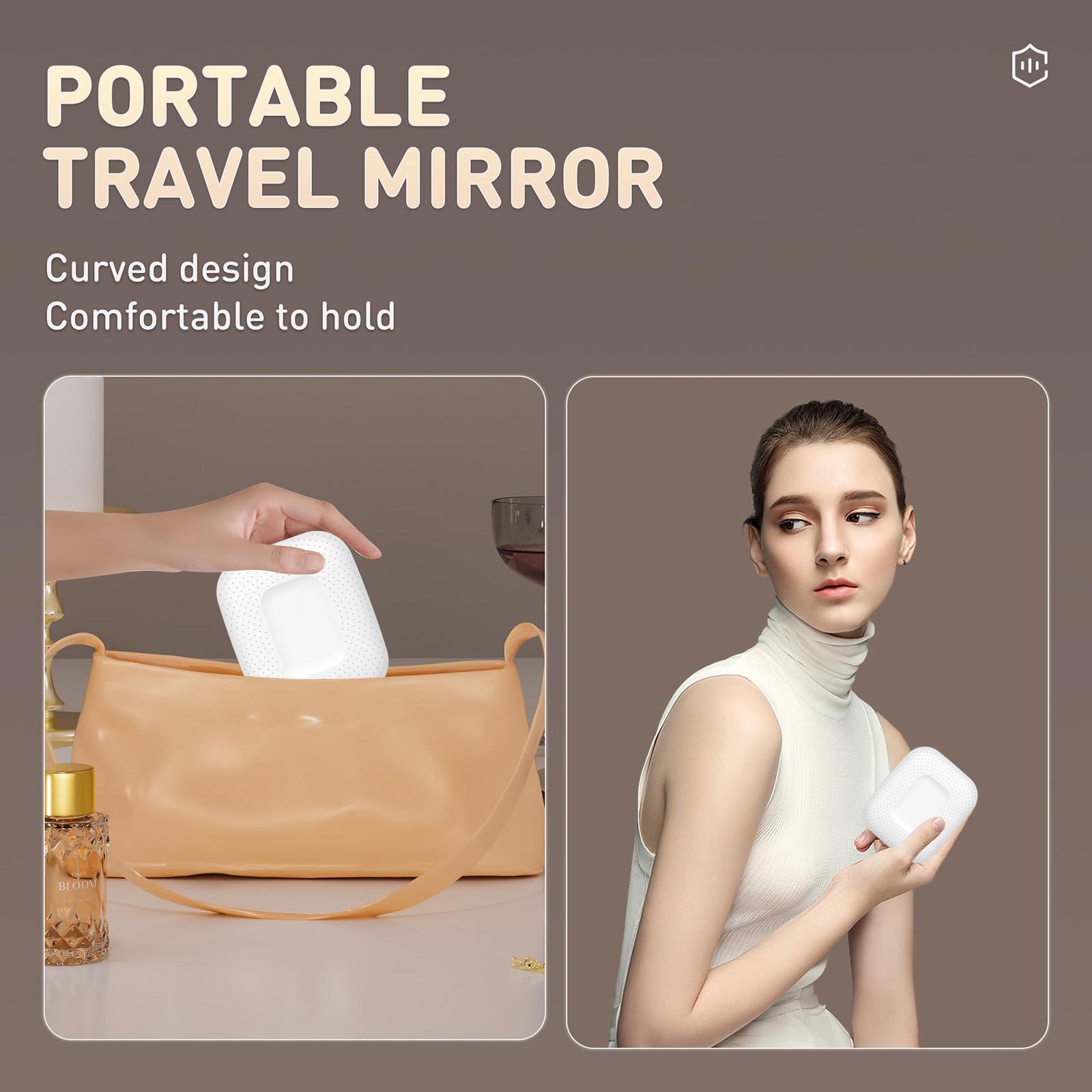 LED Compact Makeup Mirror with 10X/1X Magnification – 3-Color Light Travel Portable Mirror for Pocket & Purse – Rechargeable Dimmable Dual-Sided Vanity Mirror – Birthday & Christmas Gift for Women