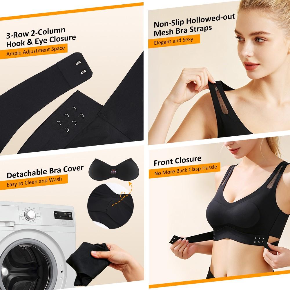 Cordless Breast Massager with Heat & Vibration, Electric Massage Bra Body Care Tool with 5 Modes 3 Intensities 3 Heat Levels, Rechargeable Chest Massager for Women Gift, Usb Rechargeable Massagers