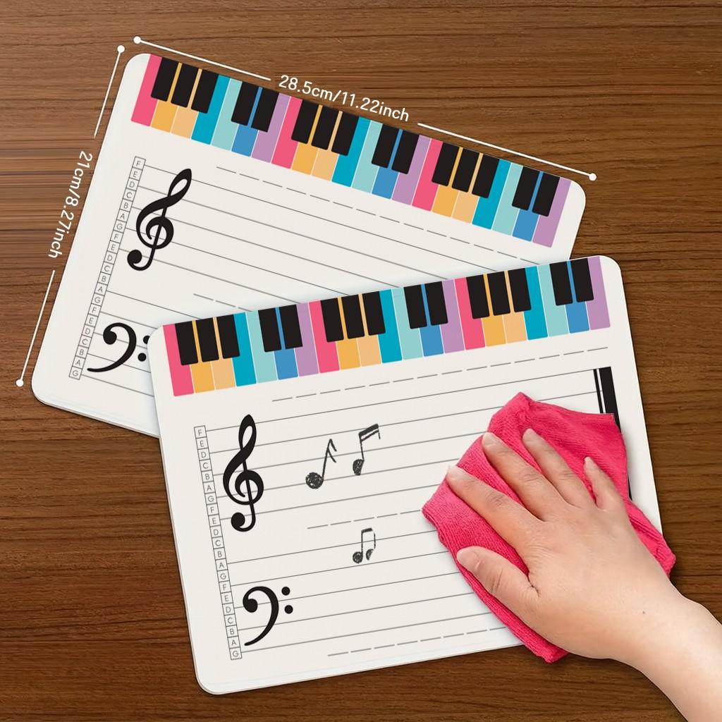 【Mum-Approved School Kit	】20-Piece Classroom Set, Soft Dual-Sided Music Staff Dry Erase Board, Smooth Surface, Reusable, Ideal for Music Composition, 28.5x21cm