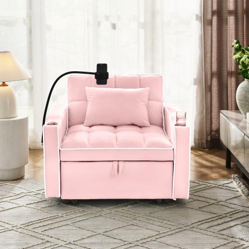 Convertible Sleeper Chair Sofa Bed Adjustable Pull Out Sleeper Chair Bed Multi-Pockets Folding Sofa Bed for Living Room Bedroom Small Space,3-in-1 Sofa Bed