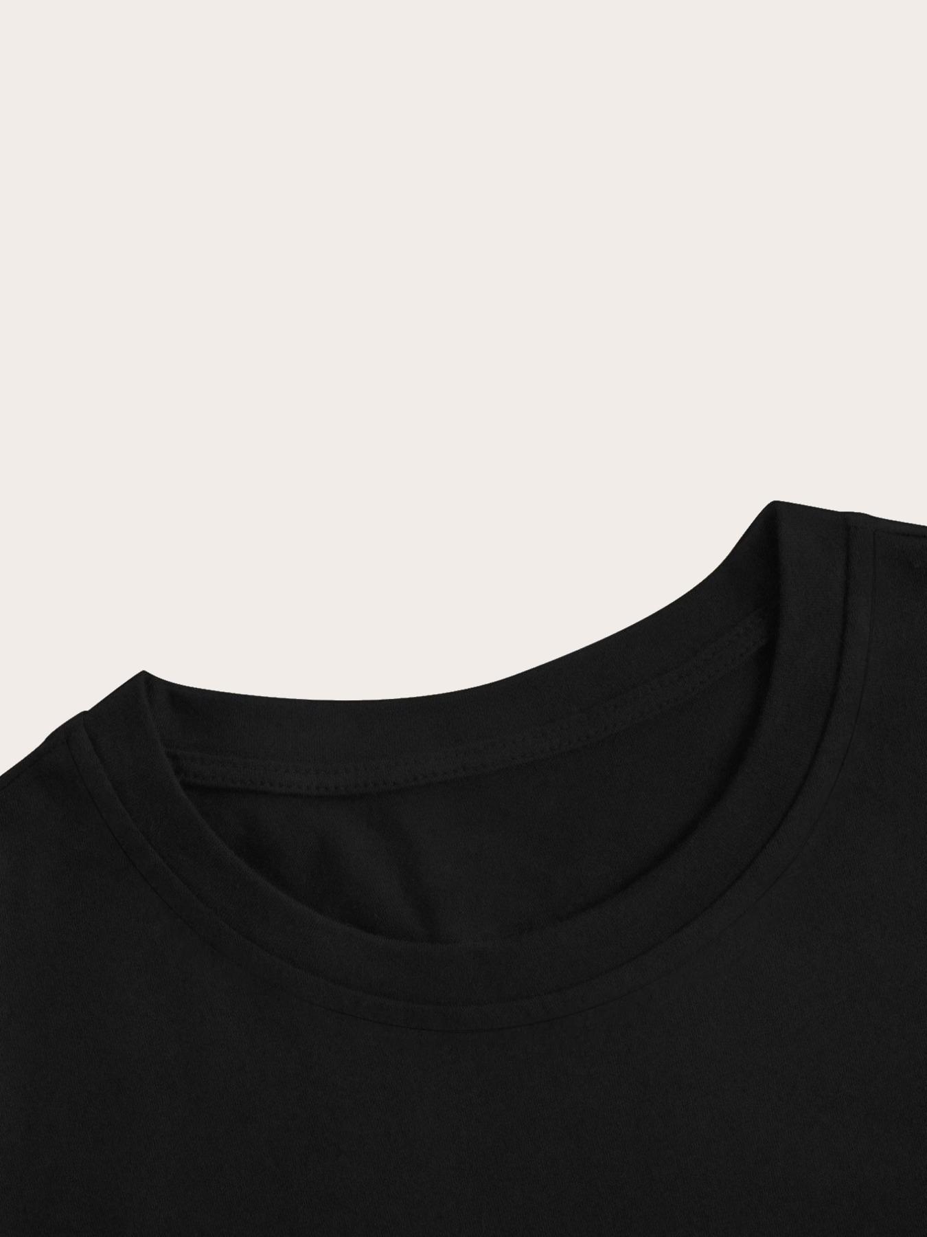 Men's Casual Short Sleeve Round Neck T-Shirt, Graphic Print Front and Back, Knit Fabric, Comfortable for Leisure and Home Wear