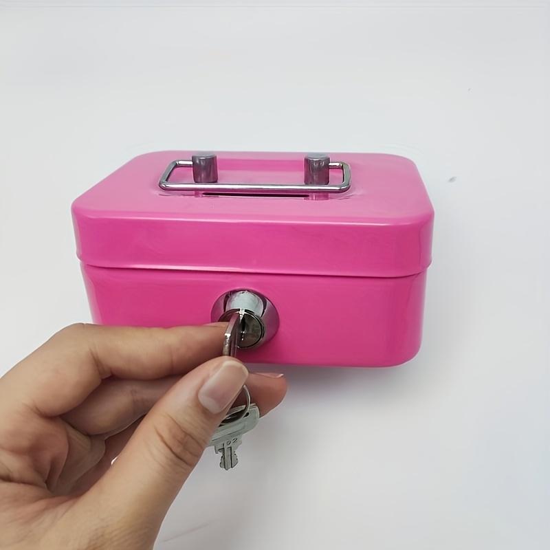 Metal Key Lock Safe Storage Box, Home Office Coin Cash Box, Receipt Deposit Organizer, Secure Money Chest