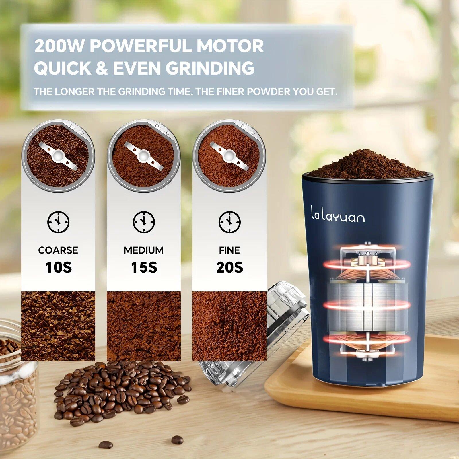 Electric coffee grinder, fast grind coffee beans, nuts, spices, beans and more. Multi-function grinding tool, portable small grinder, meet your needs, ultra-fine powder food processing mill and mixer grinder.