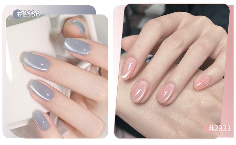 GAOY Minty Fresh Cat Eye Gel Nail Polish Set with Magnet for Green Blue Pink Glitter Holographic Cat Eye, Salon Gel Manicure and Nail Art DIY at Home