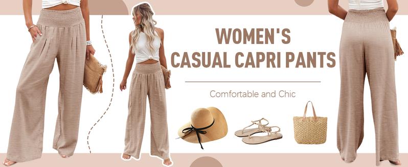 Angeralla Christmas gifts High Waisted Plicated Side Pocket Wide Leg Long Palazzo Casual Pants