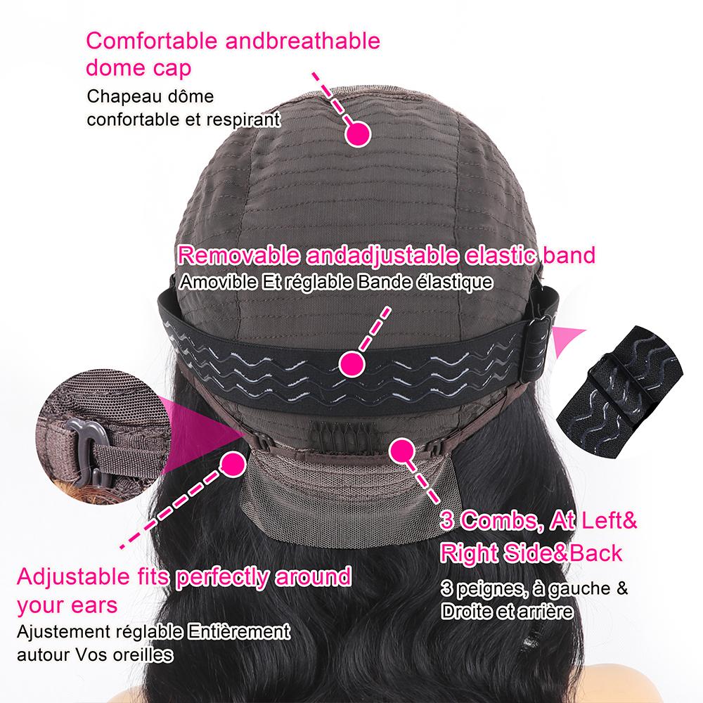 13x6 Body Wave Lace Front Wigs Human Hair Pre Plucked Natural Hair Line Bleached Knots 13x4 HD Transparent Lace Frontal Wig 180% Density