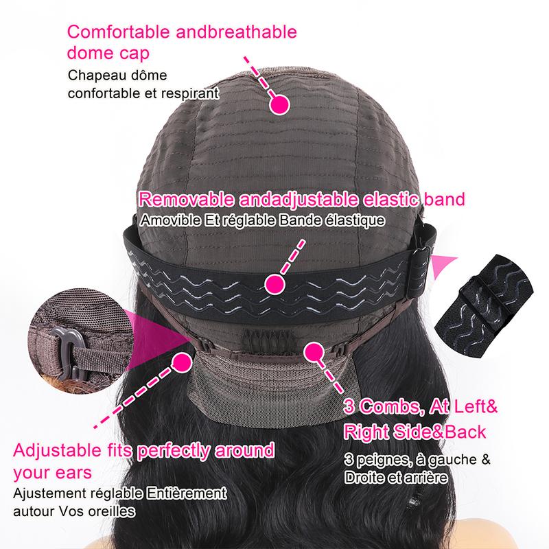 13x6 Body Wave Lace Front Wigs Human Hair Pre Plucked Natural Hair Line Bleached Knots 13x4 HD Transparent Lace Frontal Wig 180% Density