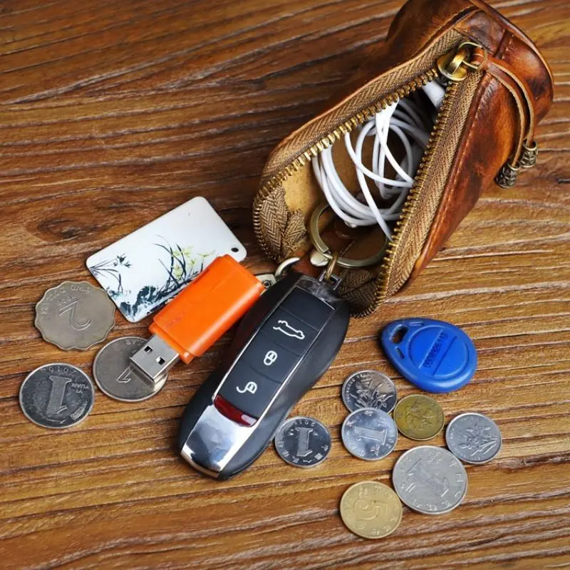 Men's Wallet-Waist 2-in-1 Carry All Pouch with Keychain & Key Ring Holder, Compact Shape, Anti-Bulky, Durable Design for Collectors