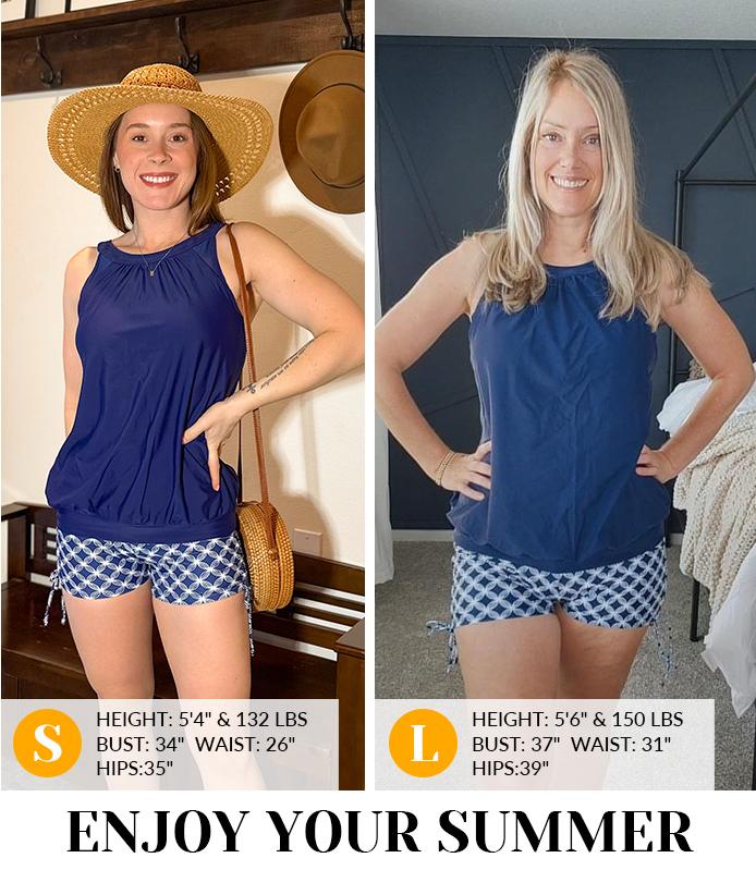 Yonique Tankini Swimsuits with Shorts - Tummy Control Two Piece Blouson Bathing Suits High Neck Swimwear Yonique Tankini Swimsuits with Shorts - Tummy Control Two Piece Blouson Bathing Suits High Neck Swimwear