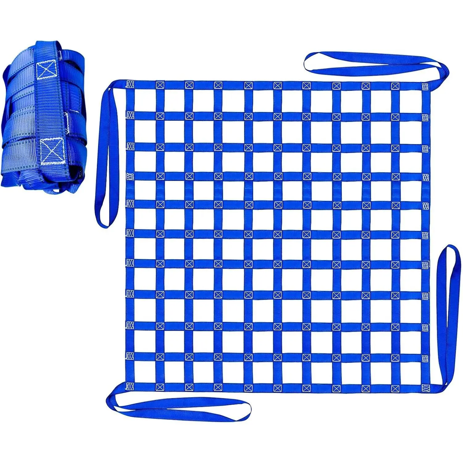 Cargo Lifting Net 1212LBS, 4.92'x4.92' Safety Lifting Net Straps for Hoist 10cm Square Mesh, Sling Hoisting Net, Heavy Duty Cargo Net for Construction Moving Hoisting Loading Unloading (Blue)