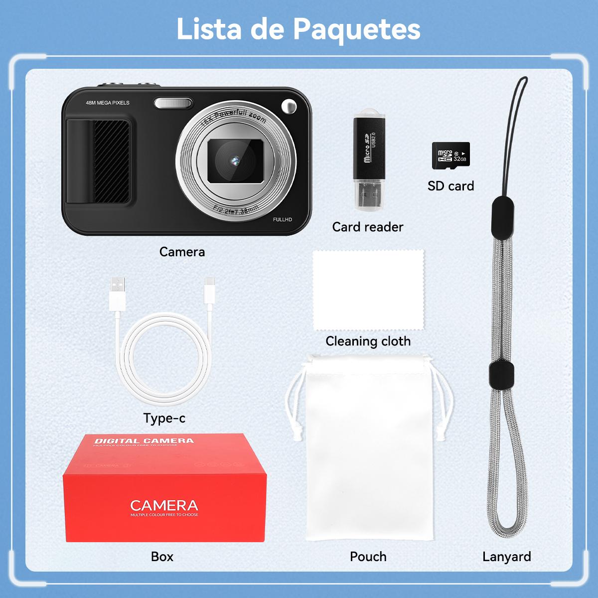 Dual-Screen 4K Digital Camera 64MP, 18X Zoom, Retro Filters, One-Click Switch, 32GB SD Card, 1000mAh Battery, Rechargeable Selfie & Vlogging Camera for Teens & Kids  NewYear Christmas Gifts