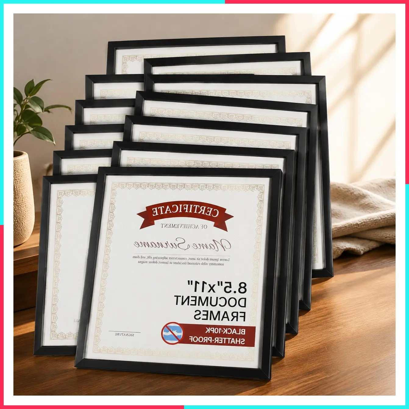 Diploma Frame Black 10 Pack, 8.5 x 11 Certificate Frame with HD Plexiglass, Picture Frames for Documents, Photos, Posters, Artworks, Horizontal and Vertical Wall Display