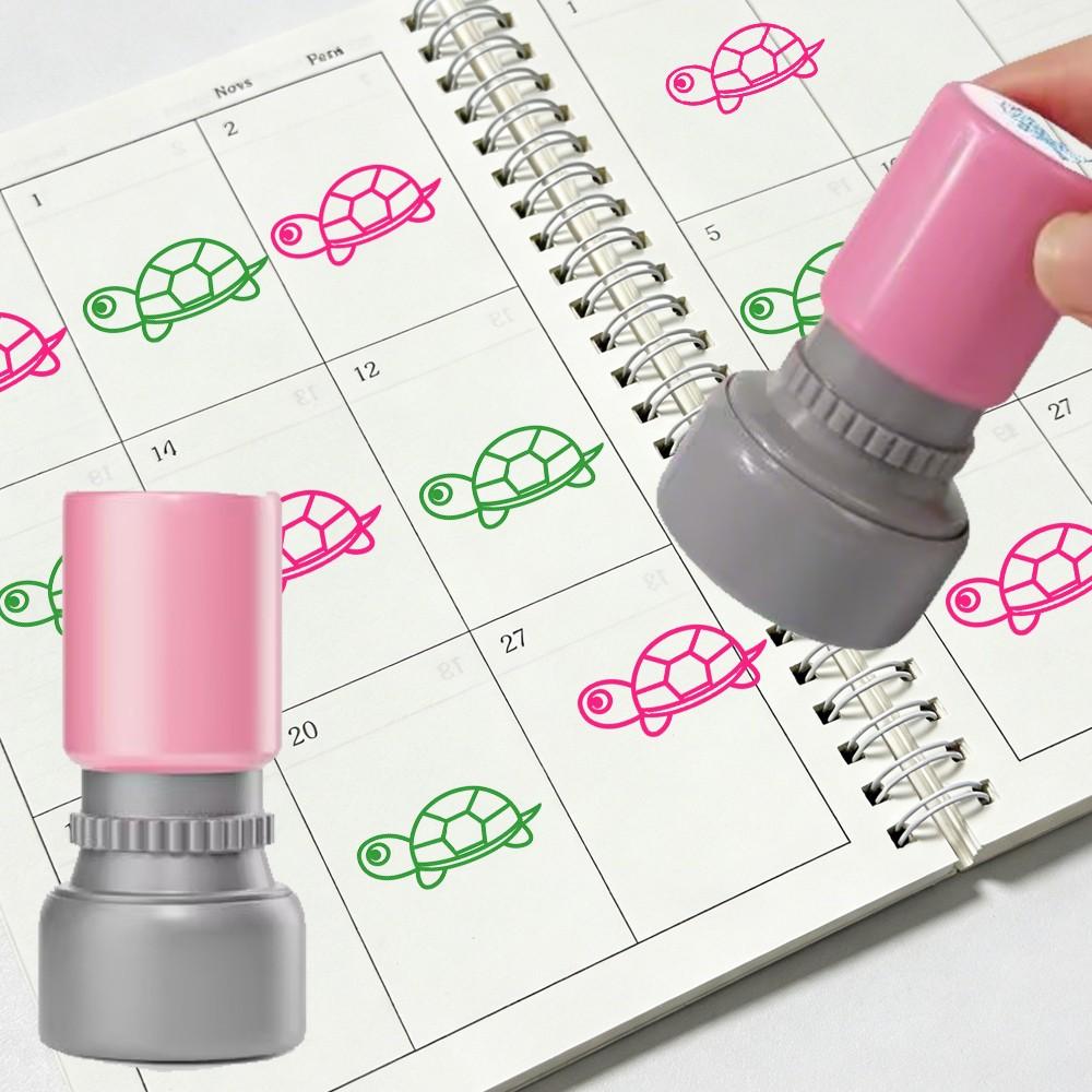 Turtle Pattern Handmade Stamps for Scrapbooking, Classroom Activities, Teacher Rewards, Fun Marking Stamps, Round Press-On Stamps