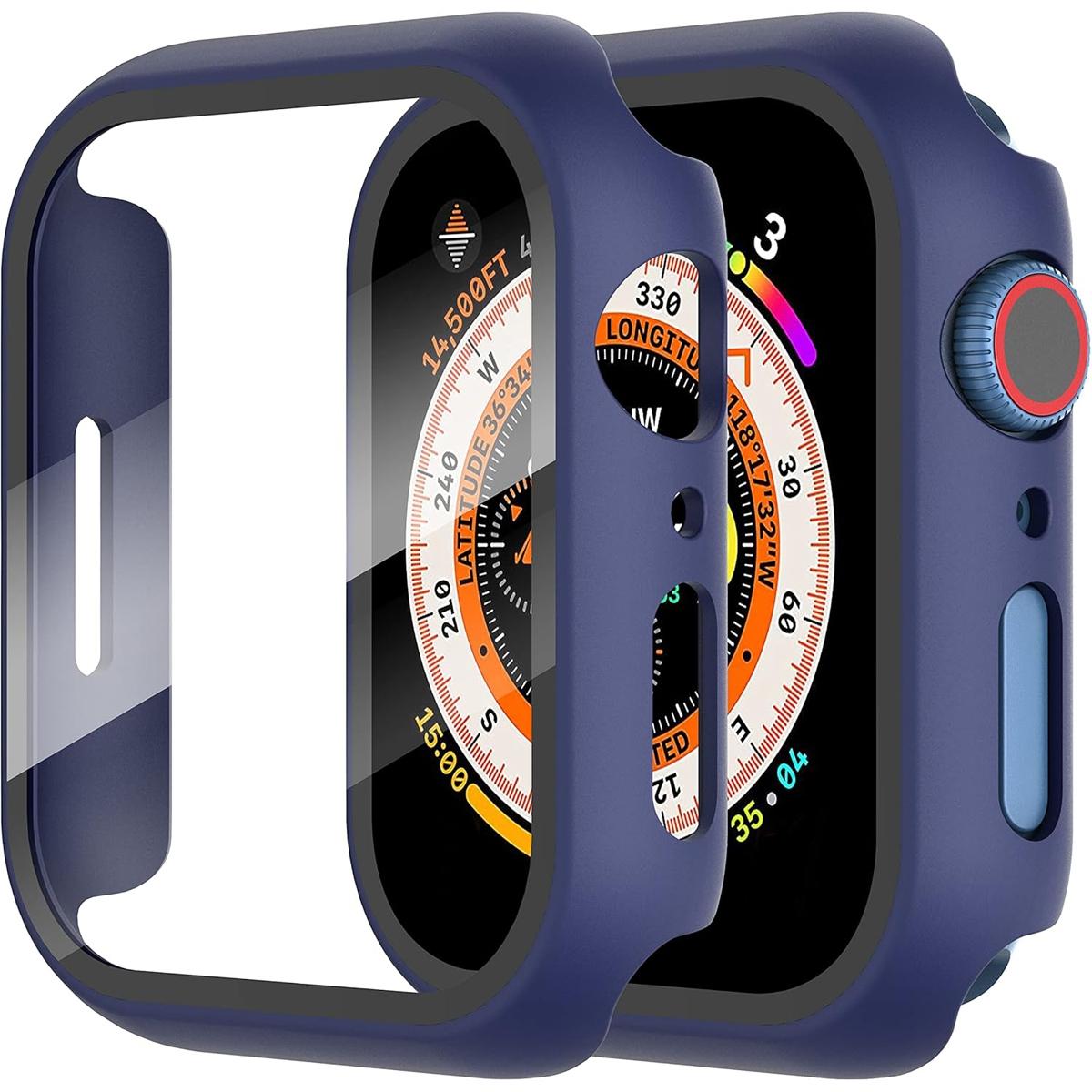 Built-In Tempered Glass Screen Protector, All-Around Hard PC Protective Watch Case Ultra-Thin Cover for Apple Watch Series Ultra/SE/11/10/9/8/7/6/5/4, 38/40/41/42/44/45/46/49 mm, Smart Watch Accessory, Smartwatch Accessories, Protection, Wearable