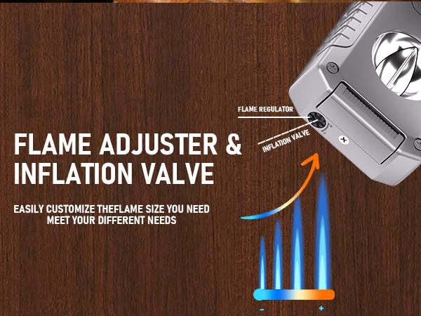 5-in-1 Butane Torch Lighter, Refillable Jet Flame Lighter with V-Cutter, Punch, Holder and Draw Tool, Multi-Functional Accessories Gift for Men, Dad, Husband, Friend