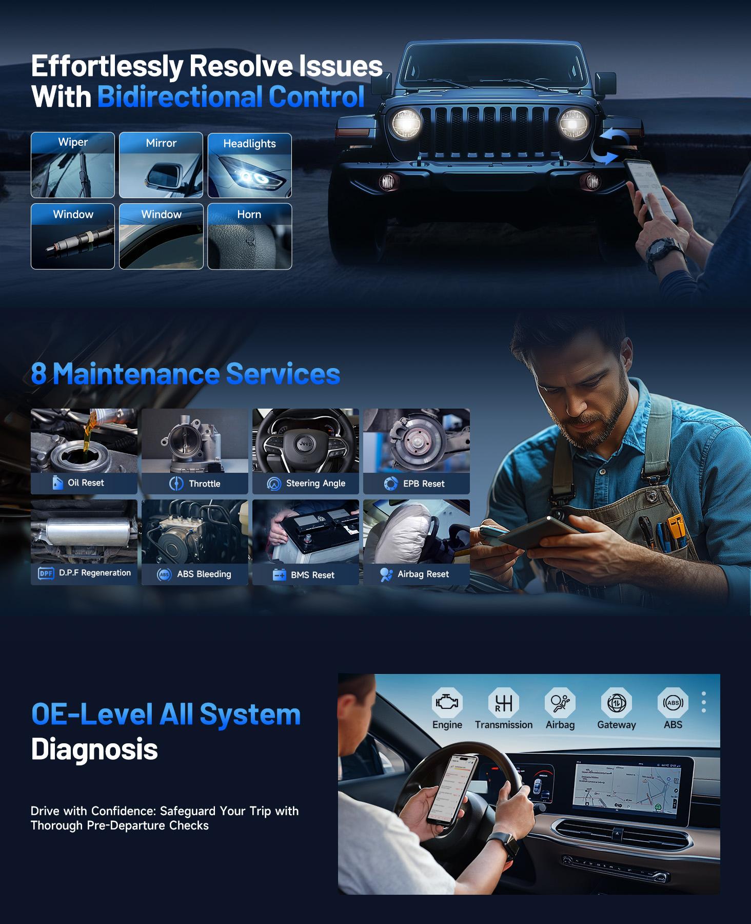 TOPDON TopScan Lite OBD2 Scanner Bluetooth, Bidirectional Scanner Wireless Full System Diagnostic Tool for iOS & Android, FCA AutoAuth, 8+ Hot Reset, Repair Guides, Car Code Reader, Performance Test