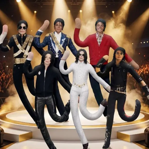 Michael Jackson Complete Set 6-Pack Dolls - 11" (28cm) Poseable Articulating Figures, Movable Doll Models, Bendable Wire Core, Soft Fabric, Stage Wear, Collectible Figure Decor, Gift for MJ Fans