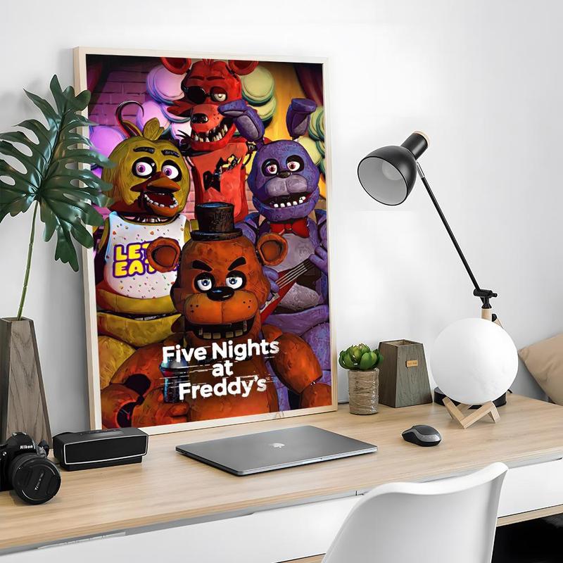 Game FnafFive-nights-At-Freddys Poster Sticky Waterproof Wall Art High Quality Print Unique Artwork Aesthetic Home Living Bedroom Decor Trendy Room Decoration Easy-To-Apply Gift Durable
