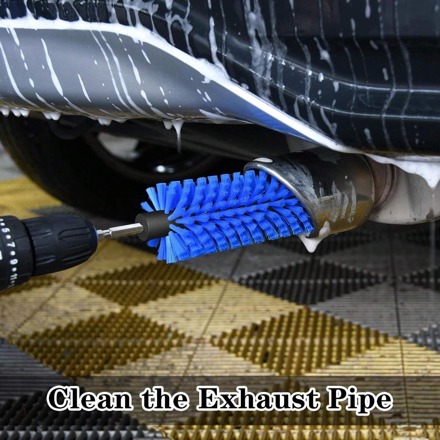 1PC Car Wheel Cleaning Brush, 1pc Drill Brush Attachment for Cleaning, Highly Dense and Durable Car Cleaning Brush for Wheels, Rims, Engines, Exhaust, Bottle