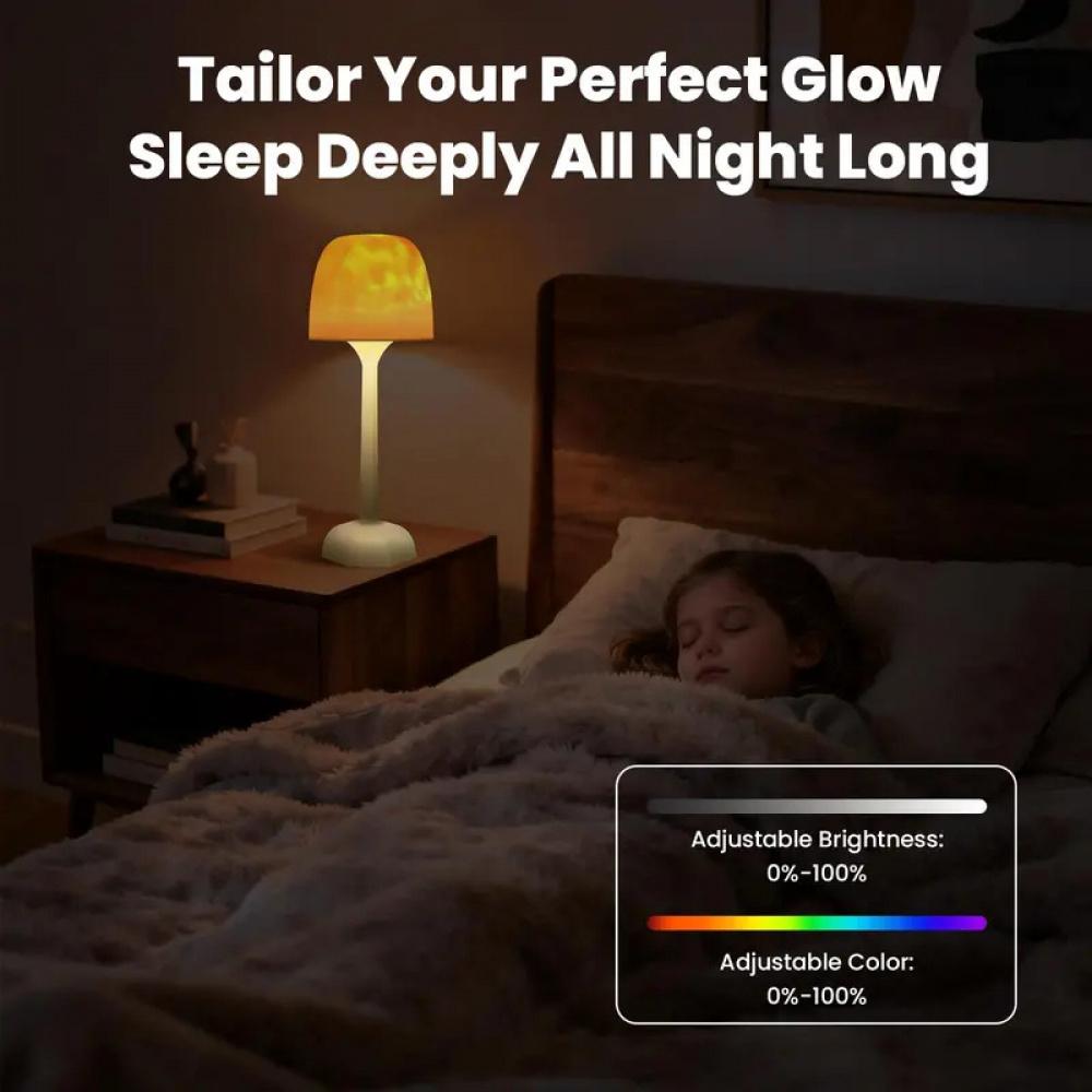 Shower Lamp Ocean Wave Projector Light,Rechargeable Battery Powered Water Ripple Ambient Night Light, Waterproof Bathroom Light for Shower, Bedroom, Home Spa, Relaxing Mood Lighting, USB Charging, Portable Decorative Lamp