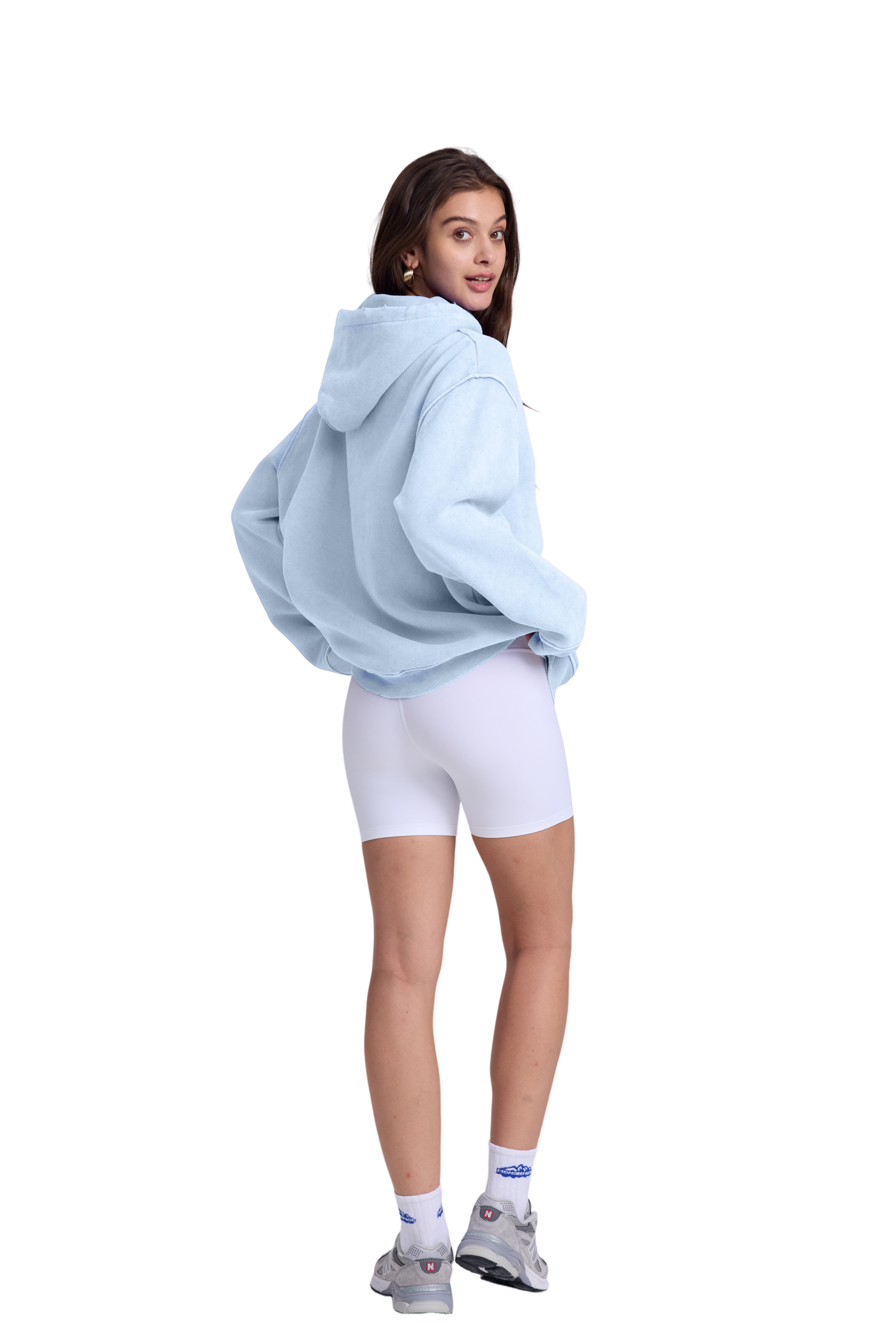 FAIABLE Unisex Casual Oversized Vintage Wash Hoodie Plush Heavyweight Cotton for Couples Stylish Streetwear College Winter Long Sleeve Sweatshirts