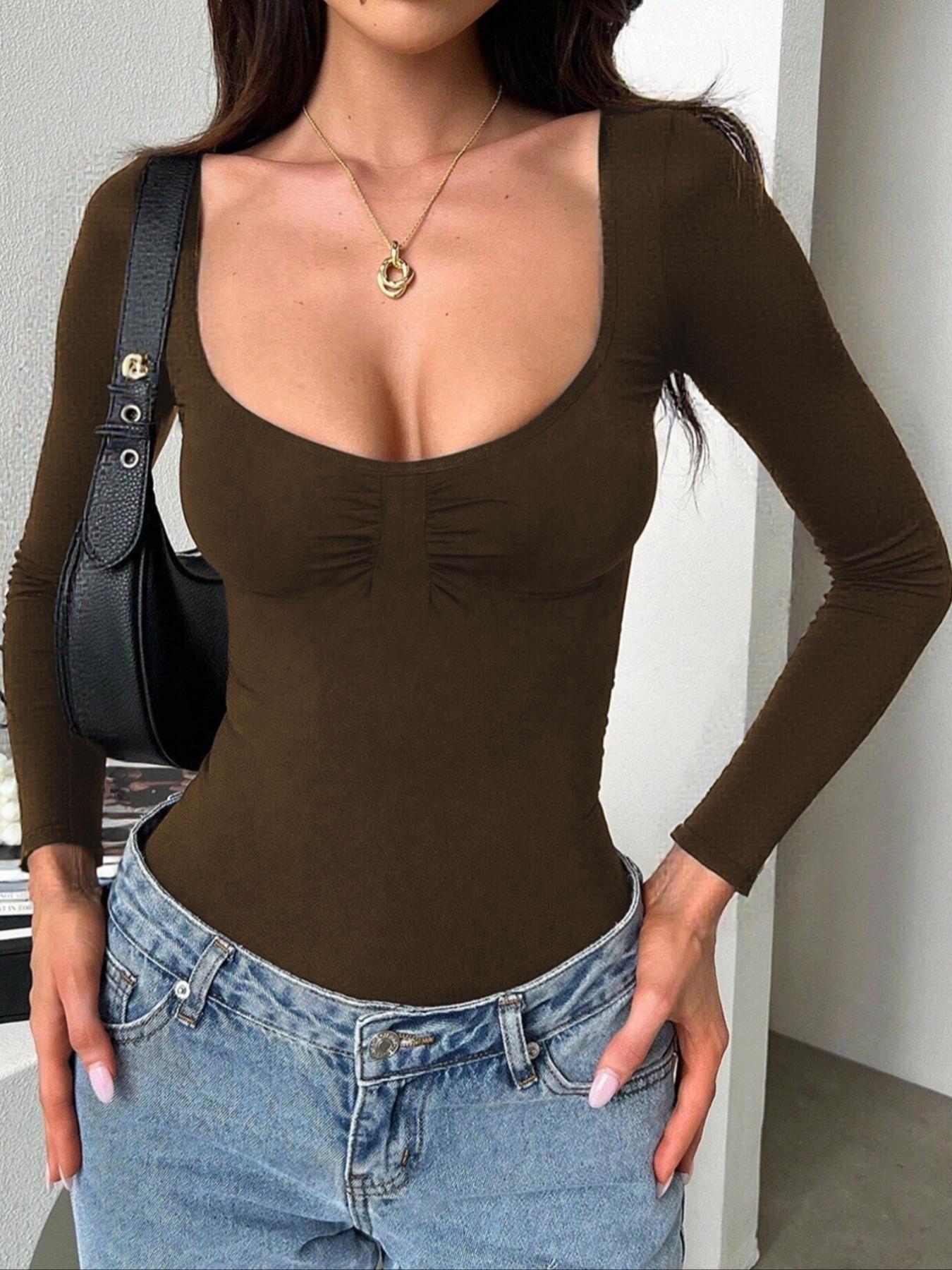 Women's Spring & Fall One-Piece Bodysuit, Long Sleeve Slimming Underwear, Casual Bottoms for Daily Wear, Comfortable Fit, Fashion