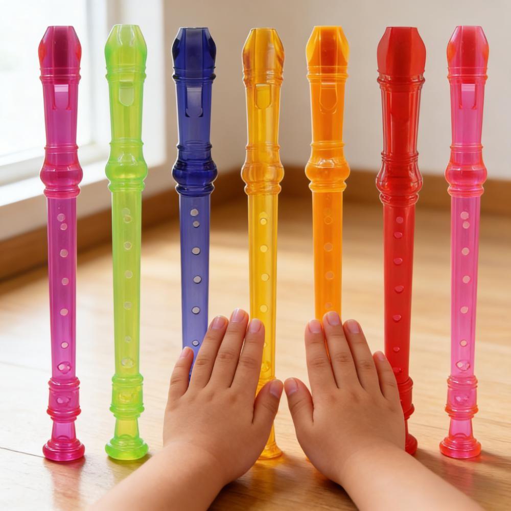 Transparent 8 Hole Recorder Flute Soprano C Key Easy Play Clear Plastic Wind Musical Instrument for Beginner Student Kids Practice School Music Teaching Classroom Daily Learning