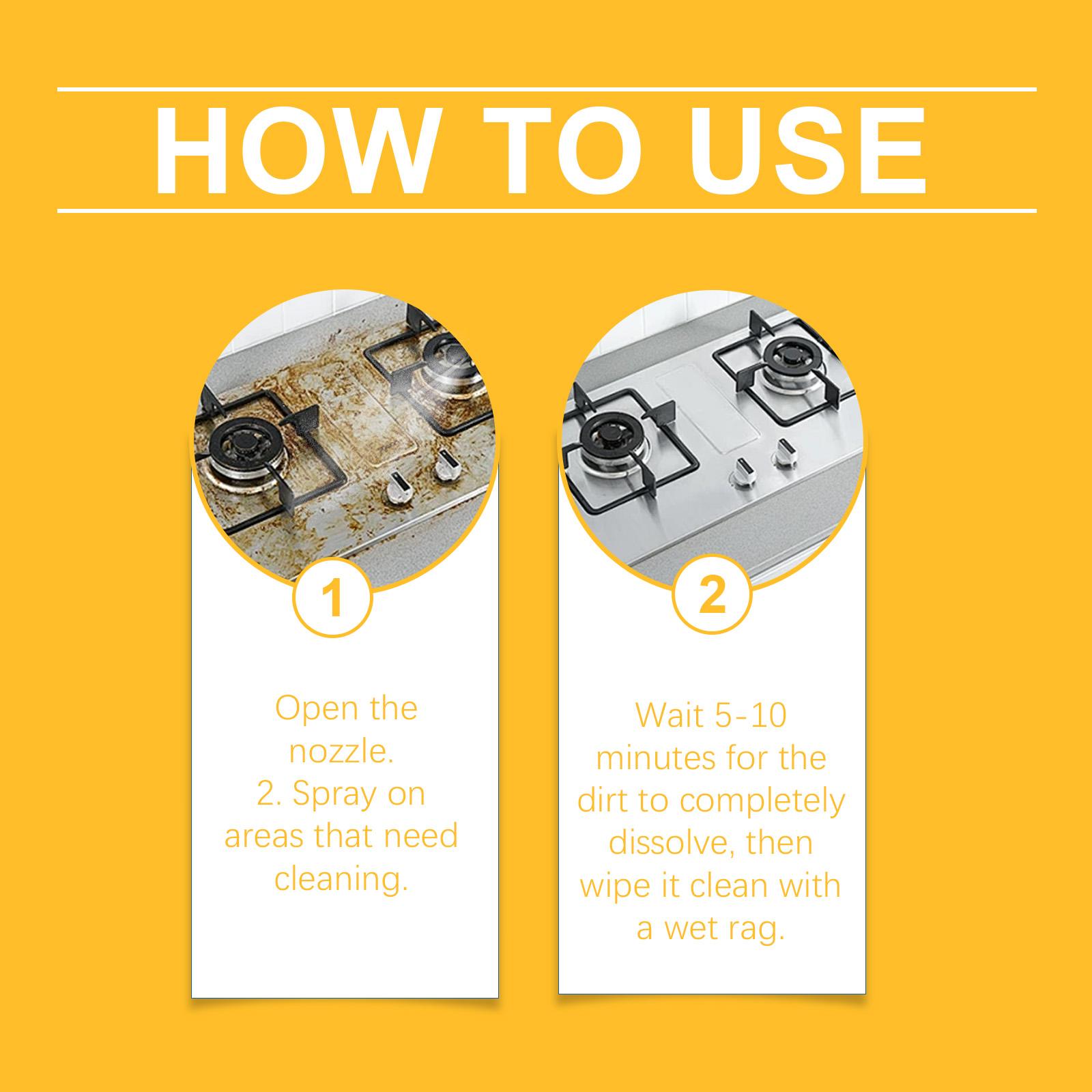 Kitchen degreasing cleaning spray, heavy grease cleaner for range hoods, stoves, and kitchen utensils