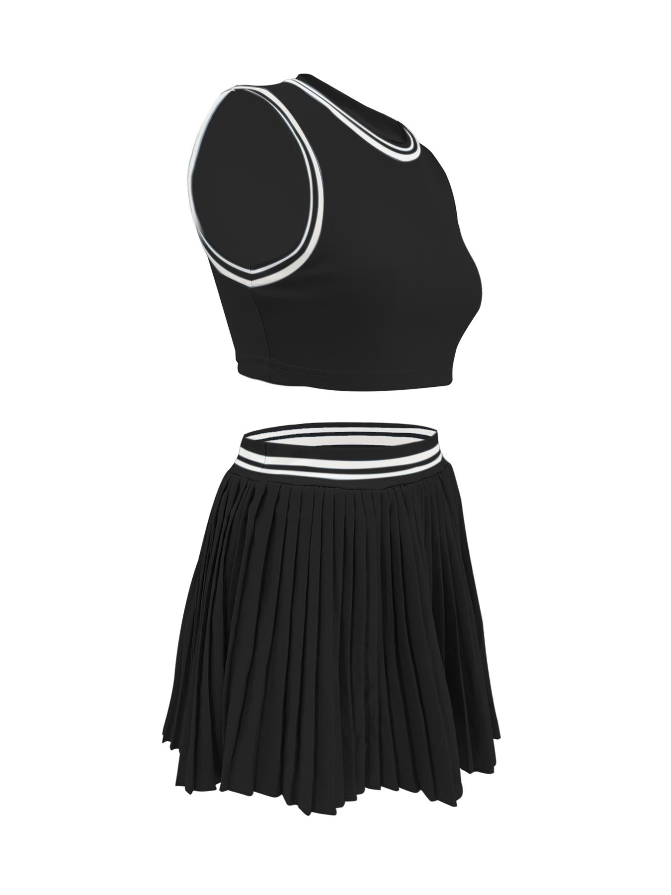 Women's Cute Two-Piece Set, Fashionable Casual Crop Top & Skirt, Sleeveless Short Vest, All-Season Tight-Fit Design